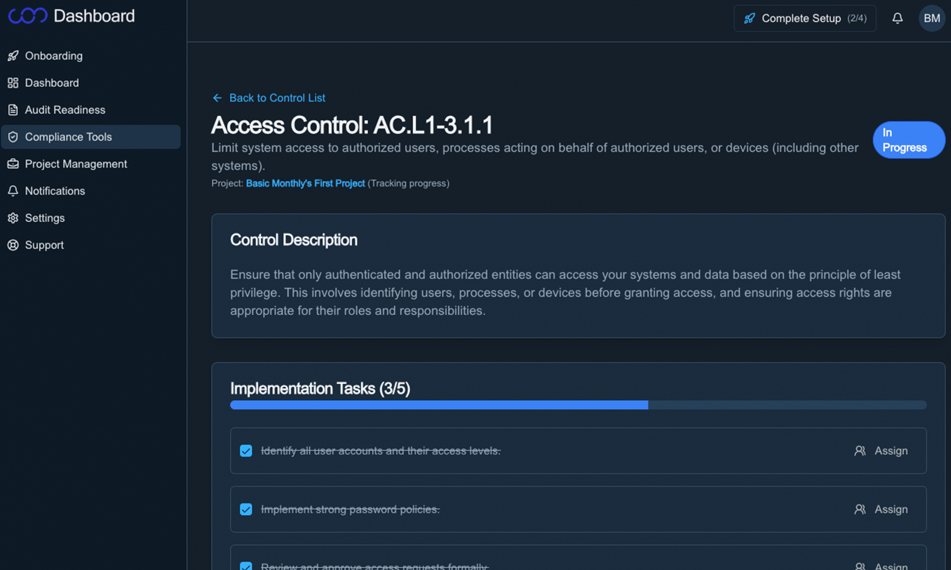 Control List Screenshot